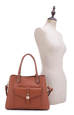 Front Envelope Flap Padlock Satchel Bag