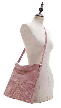 Woven Hobo bag with zip-top closure