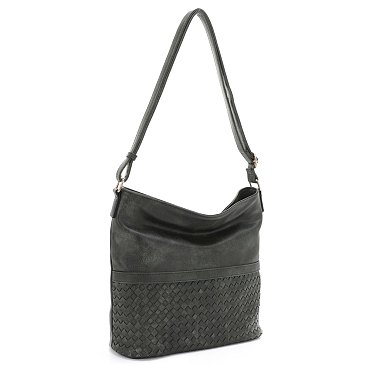 Woven Hobo bag with zip-top closure
