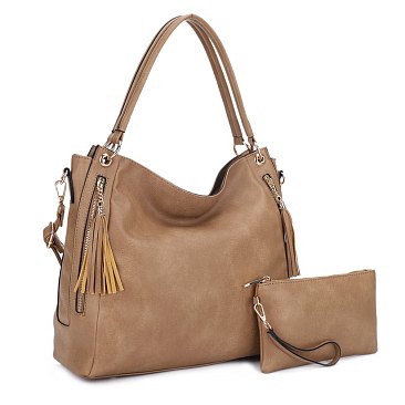 2-in-1 Ciara Double Tassel Zipper with Pouch Hobo Set