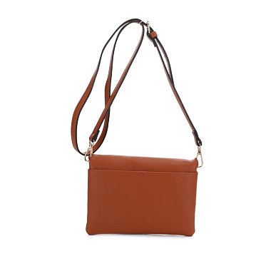 Fold-Over Flap Shoulder Crossbody with Tassel Zipper