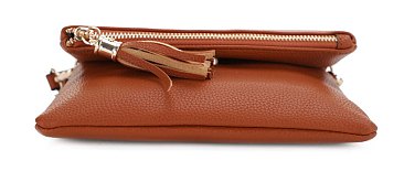 Fold-Over Flap Shoulder Crossbody with Tassel Zipper