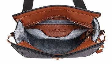 Hardware Emblem Two-Tone Structured Crossbody Bag