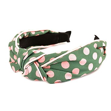 Knotted Polka Dot Print Headband