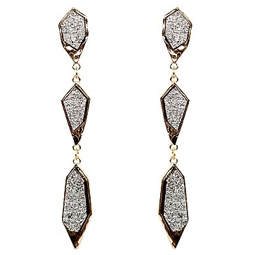 FE2662-LP Linked Druzy Stone Drop Earring