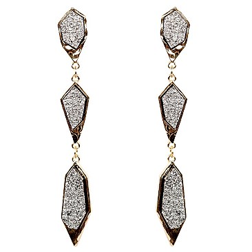 FE2662-LP Linked Druzy Stone Drop Earring