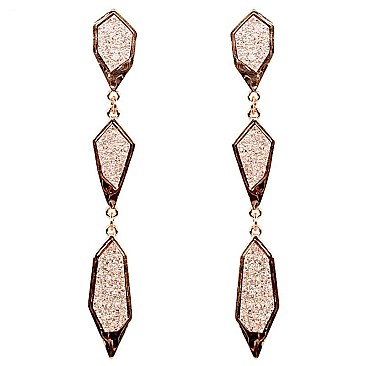 FE2662-LP Linked Druzy Stone Drop Earring