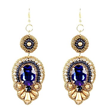 FE3070-LP Rhinestone Seed Bead Handmade Drop Earring