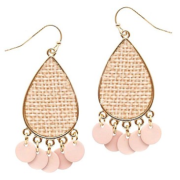 FE3322-LP Handmade Woven Detail Teardrop Earring