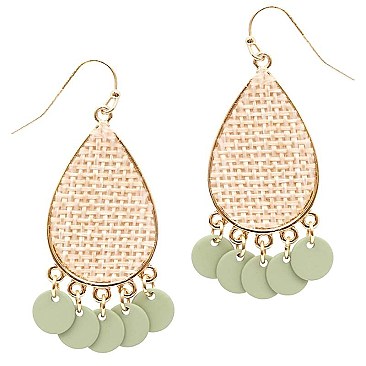 FE3322-LP Handmade Woven Detail Teardrop Earring