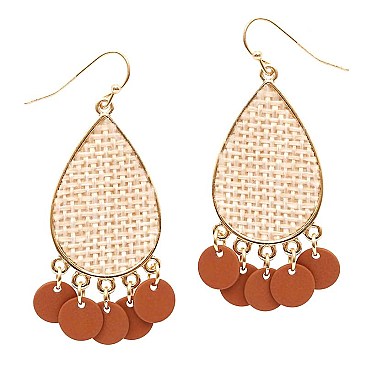 FE3322-LP Handmade Woven Detail Teardrop Earring