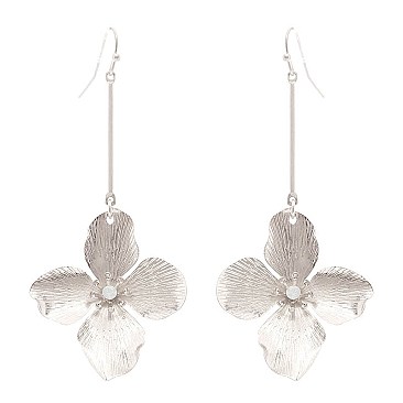 FE3359-LP Rhinestone Center Metal Flower Bar Earring