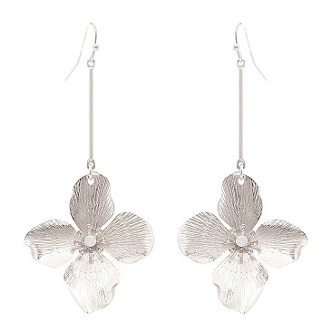 FE3359-LP Rhinestone Center Metal Flower Bar Earring