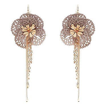 Beaded Chain Fabric Flower Drop Earring  FE3378-LP