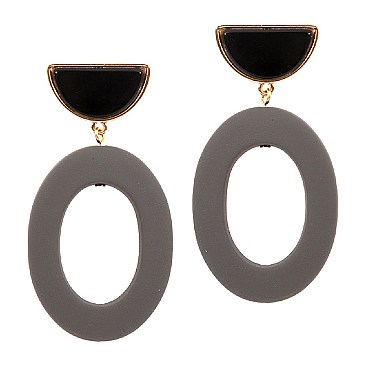 Fashionable Color-coated Open-cut Oval Acrylic Post Earring MH-FE3534