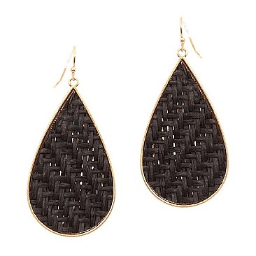 Stylish Metal Edge Straw Teardrop Earrings MH-FE3669