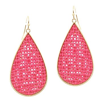 Stylish Metal Edge Straw Teardrop Earrings MH-FE3669