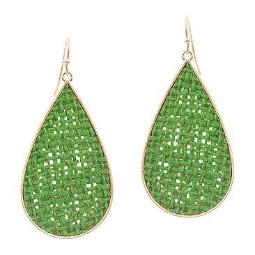 Stylish Metal Edge Straw Teardrop Earrings MH-FE3669