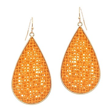 Stylish Metal Edge Straw Teardrop Earrings MH-FE3669