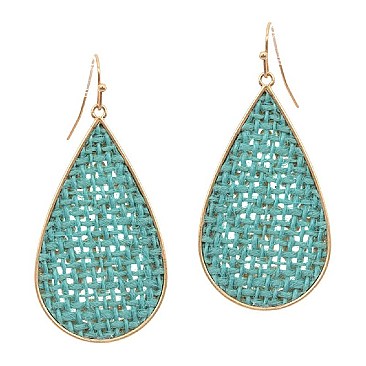 Stylish Metal Edge Straw Teardrop Earrings MH-FE3669