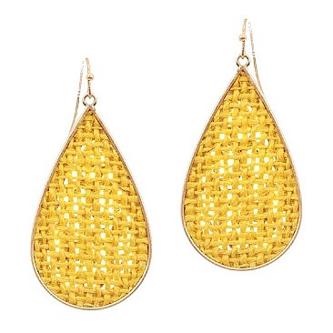 Stylish Metal Edge Straw Teardrop Earrings MH-FE3669