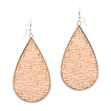 Stylish Metal Edge Straw Teardrop Earrings MH-FE3669