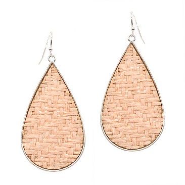 Stylish Metal Edge Straw Teardrop Earrings MH-FE3669