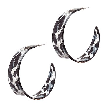Leopard Print Celluloid Open-cut Hoop Eearring MH-FE3816