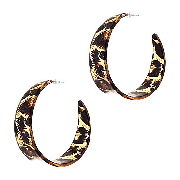Leopard Print Celluloid Open-cut Hoop Eearring MH-FE3816