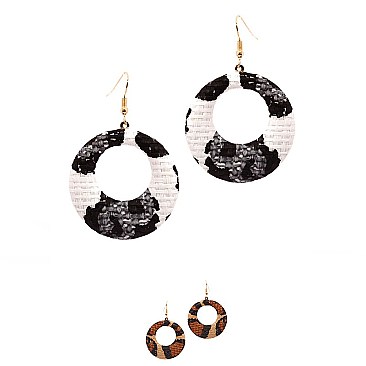 Python Snake Print Straw Open-cut Earring MH-FE3859