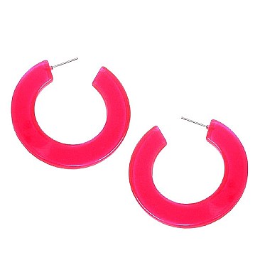 Clear Plastic Open-cut Round Hoop Fashion Earring