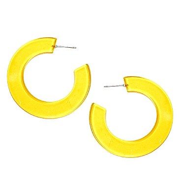 Clear Plastic Open-cut Round Hoop Fashion Earring