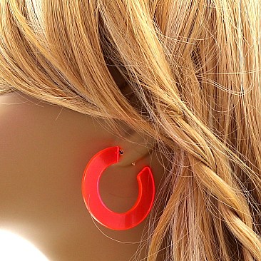 Clear Plastic Open-cut Round Hoop Fashion Earring