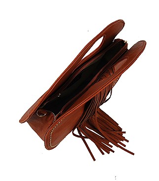 Fringe Accent Round Medium Satchel