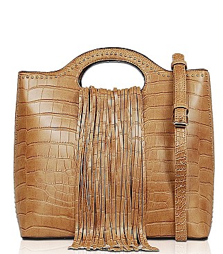 ALLIGATOR FRINGE SATCHEL