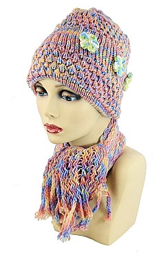 Pack of (12 pieces) ASSORTED COLOR BEANIE AND SCARF SETS