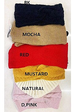 Pack of 12 Trendy  Assorted Color Knitted Fashion Headwrap
