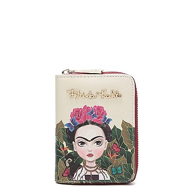 Frida Kahlo Authentic Cartoon Version Zip-Around Bi-Fold Wallet