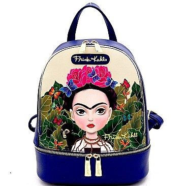 Front Pocket Cartoon Version Frida Kahlo Backpack