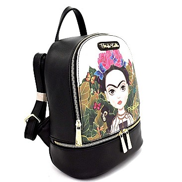 Front Pocket Cartoon Version Frida Kahlo Backpack