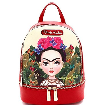 Front Pocket Cartoon Version Frida Kahlo Backpack