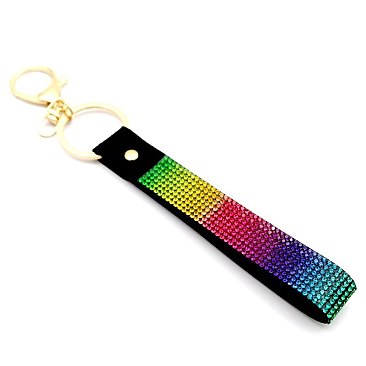 Rhinestone Embellished Grip Strap Key Chain