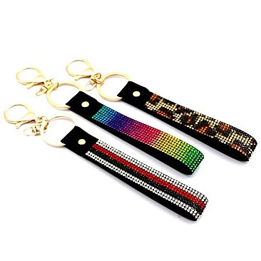 Rhinestone Embellished Grip Strap Key Chain