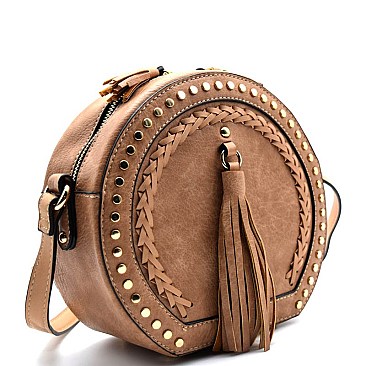 FL1143-LP Braided and Stud Round Cross Body