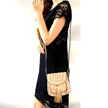 FL1144-LP  Braided and Studed Quality Fashion Cross Body