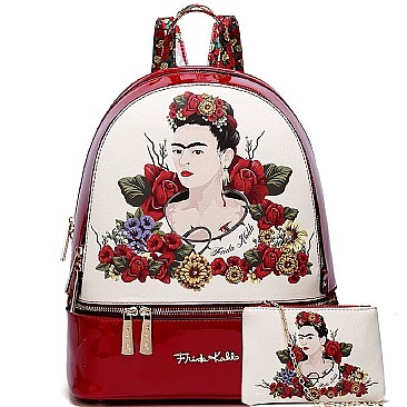 Authentic 2 in 1 Frida Kahlo Flower Backpack