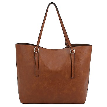 2 in 1 Textured Faux-leather Tote