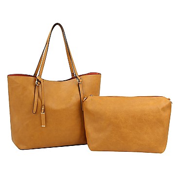 2 in 1 Textured Faux-leather Tote