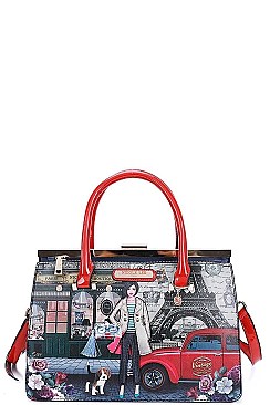 Nicole Lee LONG STRAPPED PRINT SATCHEL