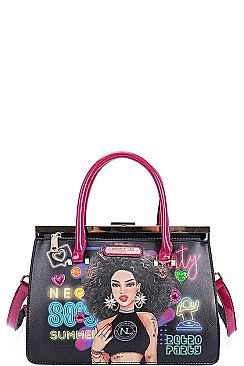 Nicole Lee LONG STRAPPED PRINT SATCHEL